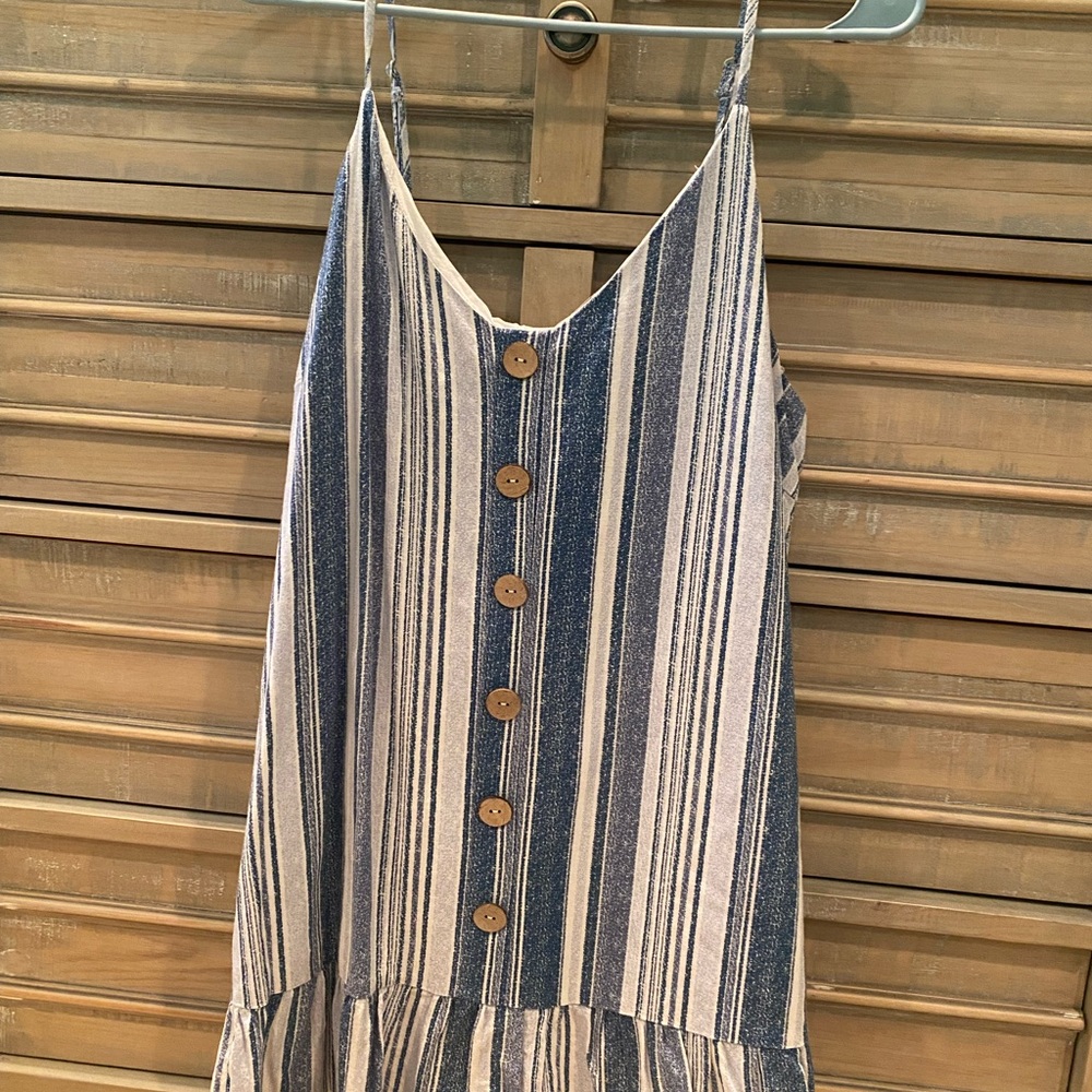 As U Wish Blue and White Striped Midi Dress